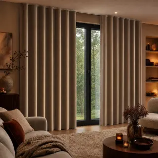 Overgordijn Linum Lichtbruin